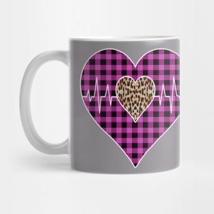 Women’s Striped Plaid Printed Heart Valentine's Day Mug